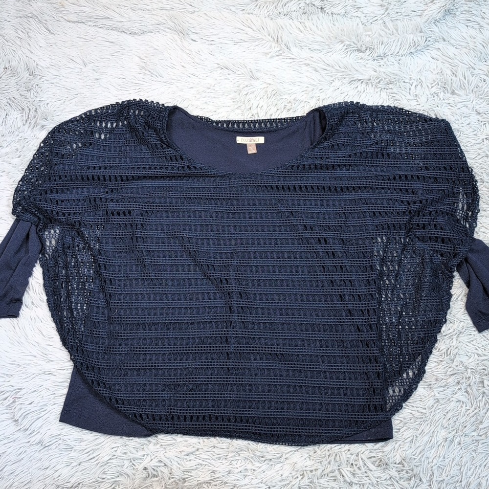 Roz & Ali Shirt Womens XL Petite Blue Blouse Comfort Casual Top Lightweight